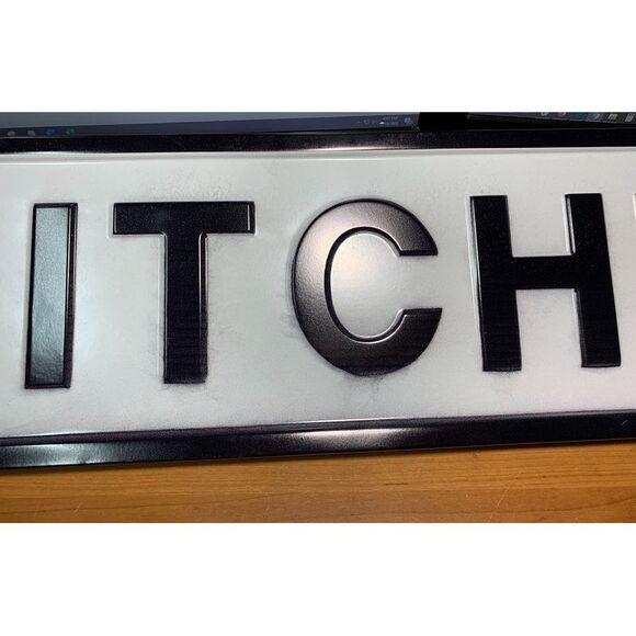 Black and White Stamped Metal Kitchen Wall Hanging - Picture 4 of 4